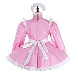 fondcosplay Lockable Pink White Heavy PVC Sissy Maid Dress Heart Apron Crossdressing Cosplay Costume [G2284]
