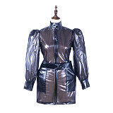 fondcosplay Lockable Black Clear PVC Short Sissy Maid Dress Crossdressing Cosplay Costume [G2302]