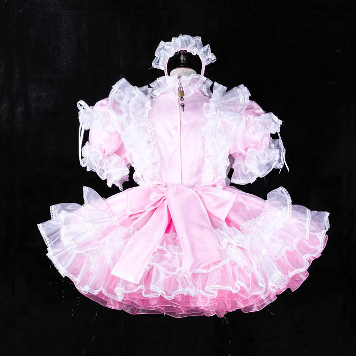 open lace back dress Dusty Pink Layered Ruffled Lace Maid Dress