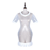 fondcosplay Lockable Clear PVC Transparent Sissy Maid Mini Dress Crossdressing Costume [G2322]
