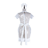 fondcosplay Lockable Clear PVC Sissy Maid Dress with Apron & Headpiece Crossdressing Costume [G2323]