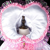 Fondcosplay Handmade Lockable Satin & Organza Heart Hood Ruffled Sissy Dress [G2391]