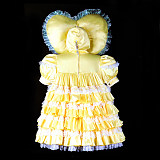 Fondcosplay Lockable Satin Ruffled Sissy Maid Dress with Heart-Shaped Hood Crossdressing Outfit [G2392]
