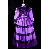 Fondcosplay Handmade Lockable Satin Purple Sissy Maid Top and Skirt Set with Black Lace [G2368]