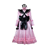 Fondcosplay Handmade Lockable Sissy Maid Clear PVC Dress Pink and Black Long Crossdressing Costume [G2352]