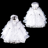 Fondcosplay Lockable White Satin and Organza Sissy Maid Crossdressing Dress with Bonnet [G2408]