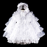 Fondcosplay Lockable White Satin and Organza Sissy Maid Crossdressing Dress with Bonnet [G2408]