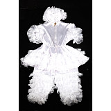 Fondcosplay Lockable White Satin and Sissy Maid Crossdressing Outfit with White Lace Pants [G2400]