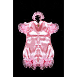 Fondcosplay Lockable Pink Satin Sissy Maid Crossdressing Jumpsuit with Ruffle Detail [G2404]