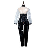Fondcosplay Lockable Black and Clear PVC Sissy Crossdressing Catsuit Jumpsuit [G2425]