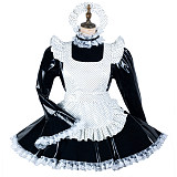 Fondcosplay Lockable Sissy Maid Heavy PVC Crossdressing Dress Black White [G2452]