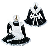 Fondcosplay Lockable Sissy Maid Heavy PVC Crossdressing Dress Black White [G2452]