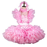 Fondcosplay Lockable Sissy Maid Satin Organza Crossdressing Dress Pink [G2451]