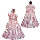 Fondcosplay Lockable Sissy Maid Thin PVC Crossdressing Dress Pink [G2458]