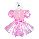 Fondcosplay Lockable Sissy Maid Clear PVC Crossdressing Dress Pink White [G2438]