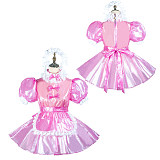 Fondcosplay Lockable Sissy Maid Clear PVC Crossdressing Dress Pink White [G2438]