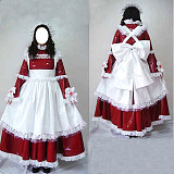 Fondcosplay Lockable Sissy Maid Thin PVC Crossdressing Dress Red White [G2469]
