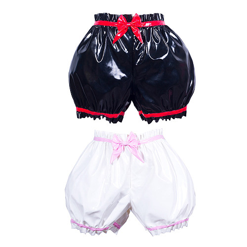 Fondcosplay Heavy PVC Sissy Maid Crossdressing Bloomers Panties with Bows [G3783]
