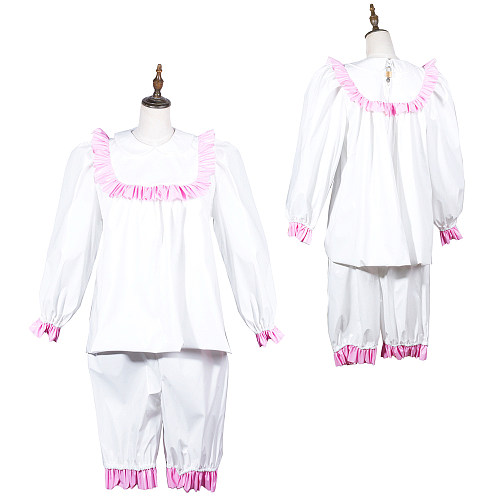 Fondcosplay Lockable White and Pink Thin PVC Sissy Maid Crossdressing Pajama Set [G3804]