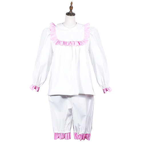 Fondcosplay Lockable White and Pink Thin PVC Sissy Maid Crossdressing Pajama Set [G3804]