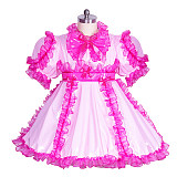 Fondcosplay Handmade Sissy Maid Crossdressing Lockable Pink Thin PVC Dress [G3873]