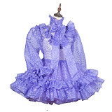 Fondcosplay Handmade Lockable Sissy Maid Crossdressing Organza Dress – Lavender [G3828]