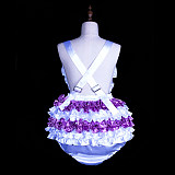 Fondcosplay Handmade Sissy Maid Crossdressing Satin Ruffle Bloomer Romper – Purple & White [G3848]