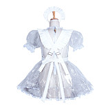 Fondcosplay Handmade Lockable Sissy Maid Crossdressing Clear PVC Dress – Transparent White [G3856]