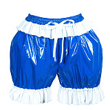 Fondcosplay Sissy Maid Bloomers Royal Blue & White Thin PVC Crossdressing Outfit [G3896]