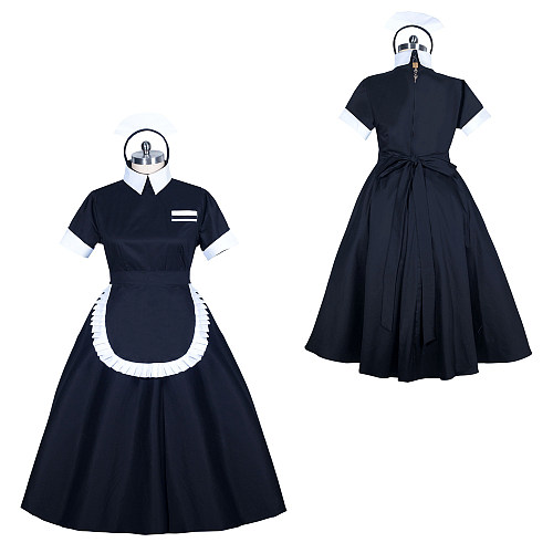 Fondcosplay Lockable Sissy Maid Dress Black & White Cotton Crossdressing Outfit [G3894]