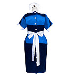 Fondcosplay Sissy Maid Dress Navy Blue & White Satin Crossdressing Outfit [G3887]