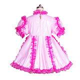 Fondcosplay Handmade Sissy Maid Crossdressing Lockable Pink Thin PVC Dress [G3873]