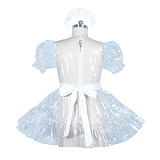 Fondcosplay Lockable Clear PVC Sissy Maid Dress Transparent Crossdressing Outfit [G3895]