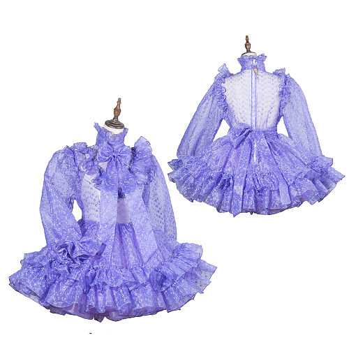 Fondcosplay Handmade Lockable Sissy Maid Crossdressing Organza Dress – Lavender [G3828]