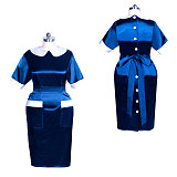 Fondcosplay Satin Maid Uniform Dress – Blue Crossdressing Costume [G3871]