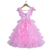 Fondcosplay Sissy Maid Dress Pink Satin & Organza Crossdressing Outfit [G3875]