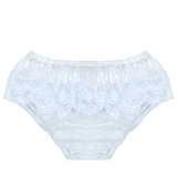 Fondcosplay Handmade Sissy Crossdressing Clear PVC Panties with Lace Trim – White [G3854]