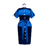 Fondcosplay Satin Maid Uniform Dress – Blue Crossdressing Costume [G3871]