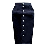 Fondcosplay Sissy Maid Pencil Skirt Black Satin Crossdressing Outfit [G3889]