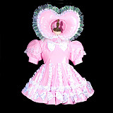 Fondcosplay Handmade Lockable Sissy Maid Crossdressing Thin PVC Dress with Heart Hood – Pink [G3823]
