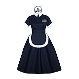 Fondcosplay Lockable Sissy Maid Dress Black & White Cotton Crossdressing Outfit [G3894]