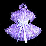 Fondcosplay Handmade Lockable Sissy Maid Crossdressing Satin & Organza Dress – Lavender [G3845]