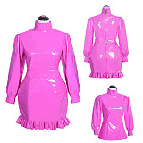 Fondcosplay Thin PVC Lockable Pink Blouse and Skirt Sissy Outfit [G3927]