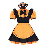 Fondcosplay Cotton Lockable Orange & Black Halloween Sissy Maid Dress with Apron [G3924]