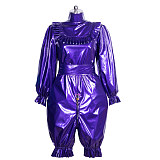 Fondcosplay Lockable Sissy Romper Purple Thin PVC Crossdressing Outfit [G3911]
