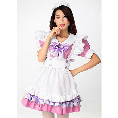 Fondcosplay Cotton Lockable Pastel Sissy Maid Dress with Apron and Bowknot [G3920]