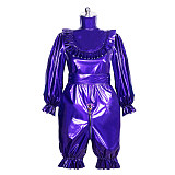 Fondcosplay Lockable Sissy Romper Purple Thin PVC Crossdressing Outfit [G3911]