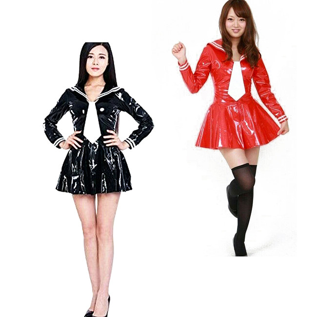 Fondcosplay Crossdressing Heavy PVC Sailor Uniform Dress with Pleated Skirt School uniforms [G3984]