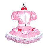 Fondcosplay Handmade Lockable Sissy Maid Dress Pink Faux Leather Crossdressing Outfit [G3996]