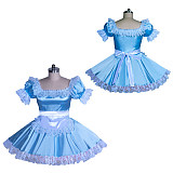Fondcosplay Sissy Maid Satin Dress Light Blue Crossdressing Costume [G3930]